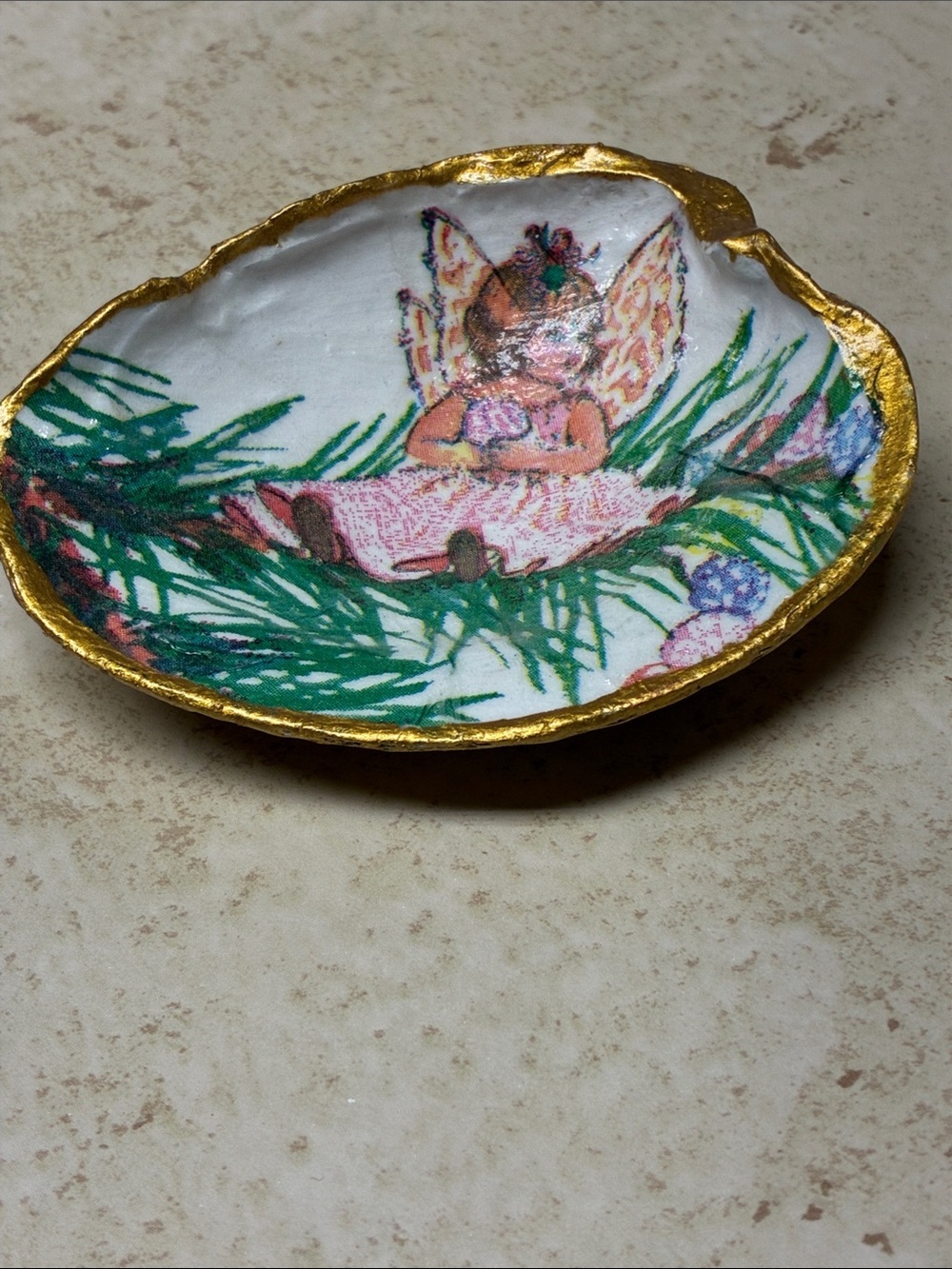 Hand Crafted Fairycore Shell Ring Dish Whimsical Gift for Fairy Lover